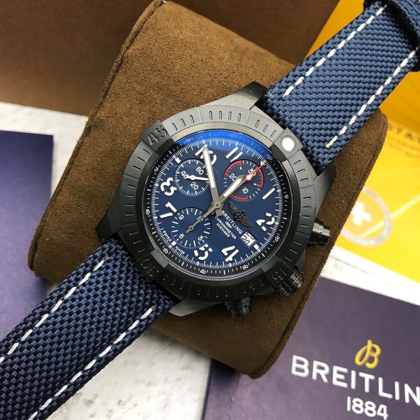 BREITLING Super Avenger Night Mission Chronograph Automatic Chronometer Blue Dial Men’s Watch