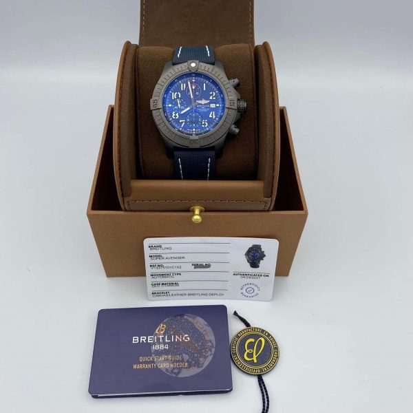 BREITLING Super Avenger Night Mission Chronograph Automatic Chronometer Blue Dial Men’s Watch