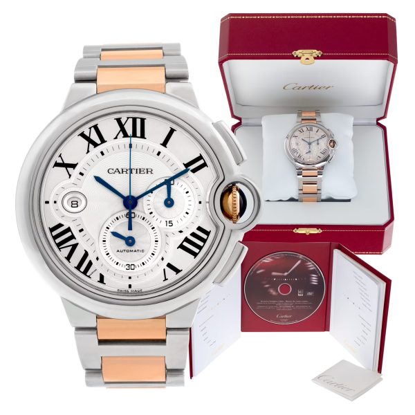 CARTIER Ballon Bleu De Cartier Chronograph Silvered flinque with sunray finish Dial Men’s Watch Item No. W6920063