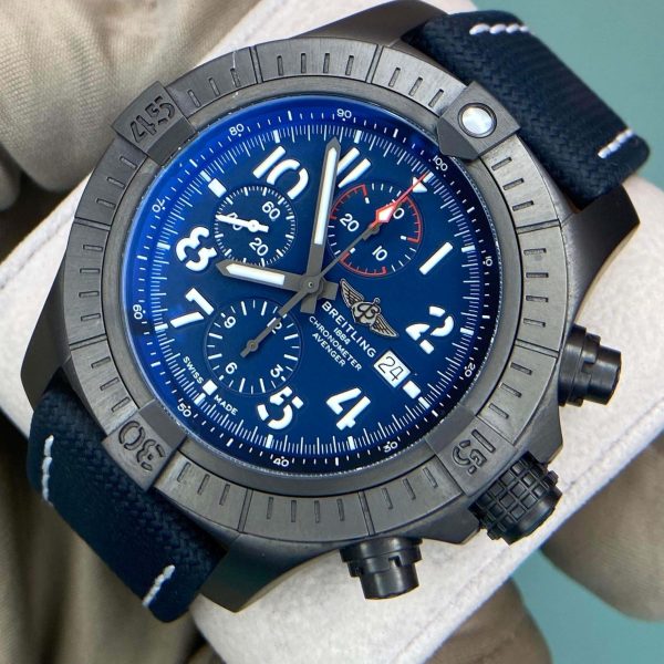 BREITLING Super Avenger Night Mission Chronograph Automatic Chronometer Blue Dial Men’s Watch