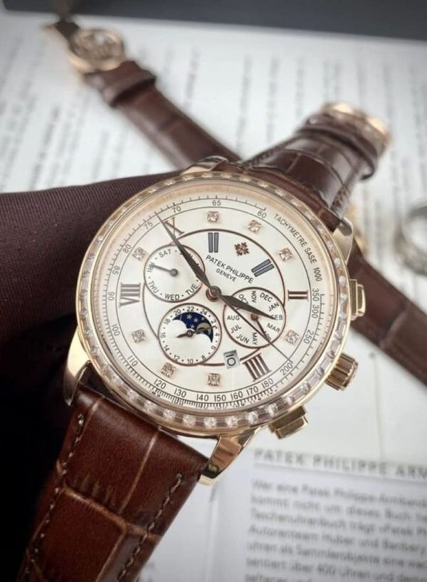 Patek Philippe Sun and Moon cheap Japanese mechanical watch with 42mm stones