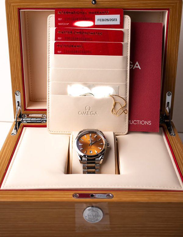 Omega Seamaster Aqua Terra Automatic Chronometer Saffron Dial Unisex Watch 220.10.38.20.12.001