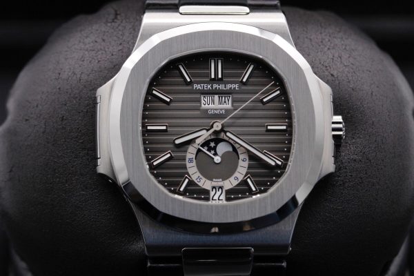 Patek Philippe Nautilus Annual Calendar Moon Phases Steel Alligator Men’s Watch