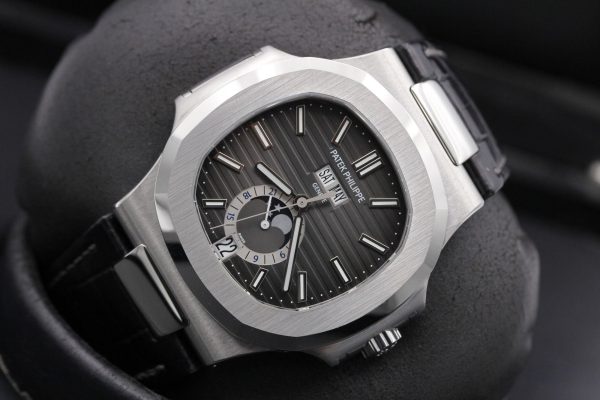 Patek Philippe Nautilus Annual Calendar Moon Phases Steel Alligator Men’s Watch