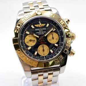 Breitling Chronomat 41 Automatic Black Dial 18kt Rose Gold and Steel Men’s Watch