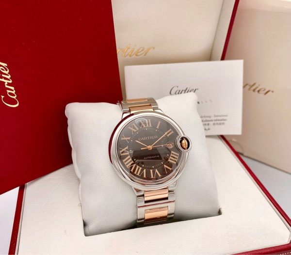 Cartier Ballon Bleu Choco Dial Two-Tone Rose Gold Plated 42mm Ref. W6920032