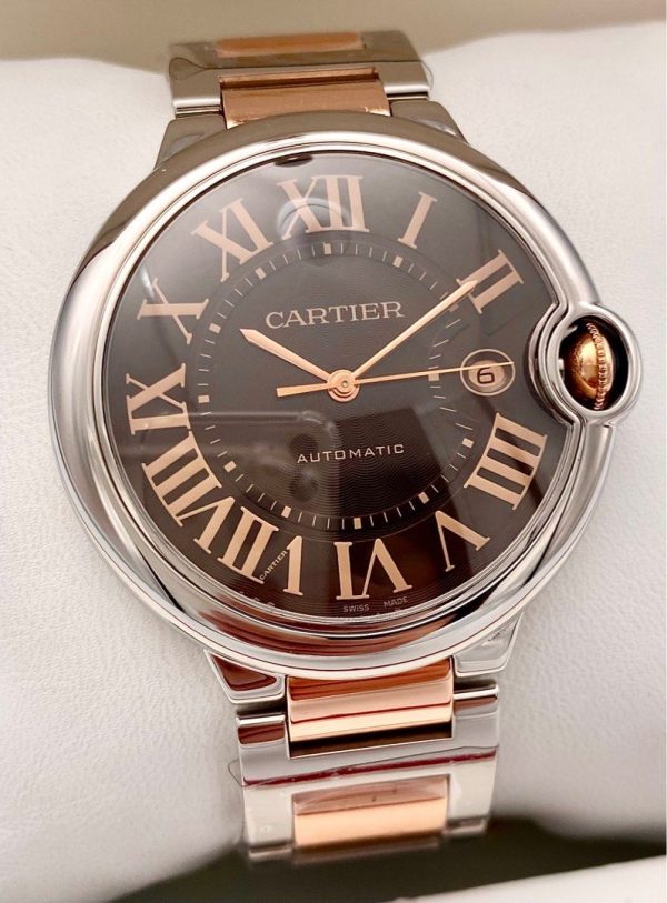 Cartier Ballon Bleu Choco Dial Two-Tone Rose Gold Plated 42mm Ref. W6920032