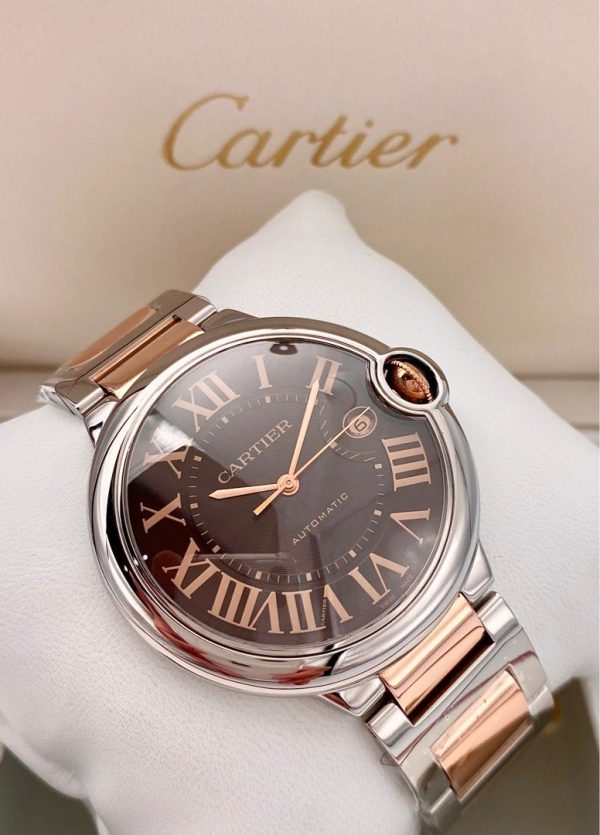 Cartier Ballon Bleu Choco Dial Two-Tone Rose Gold Plated 42mm Ref. W6920032