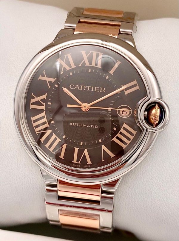 Cartier Ballon Bleu Choco Dial Two-Tone Rose Gold Plated 42mm Ref. W6920032