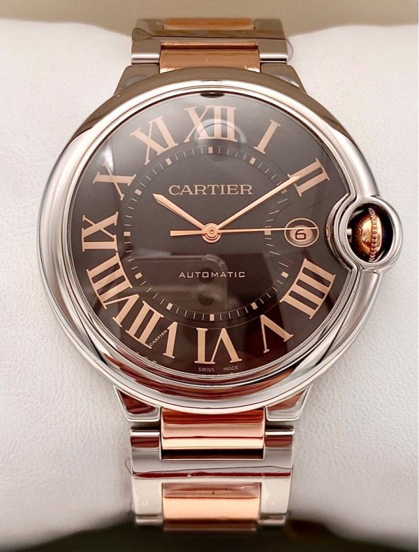 Cartier Ballon Bleu Choco Dial Two-Tone Rose Gold Plated 42mm Ref. W6920032