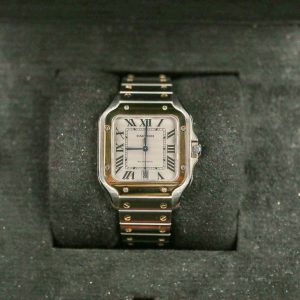 Santos De Cartier Large Automatic Silver Dial Steel and Yellow Gold