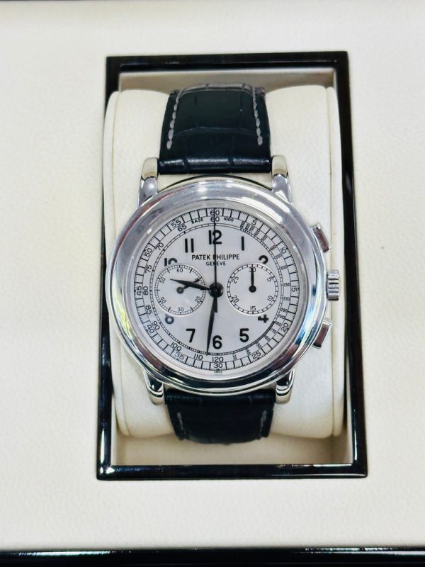 Patek Philippe Complications Annual Calendar Chronograph White Gold Silver Dial