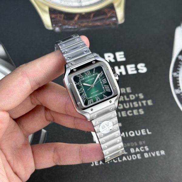 Cartier Santos WSSA0061 Green Dial Medium Model Stainless Steel