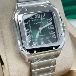 Cartier Santos WSSA0061 Green Dial Medium Model Stainless Steel