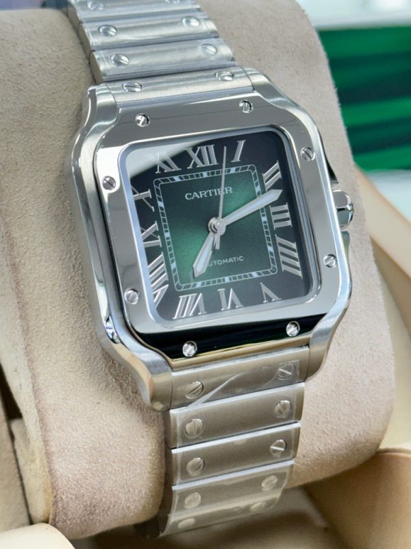 Cartier Santos WSSA0061 Green Dial Medium Model Stainless Steel