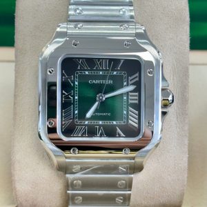 Cartier Santos WSSA0061 Green Dial Medium Model Stainless Steel