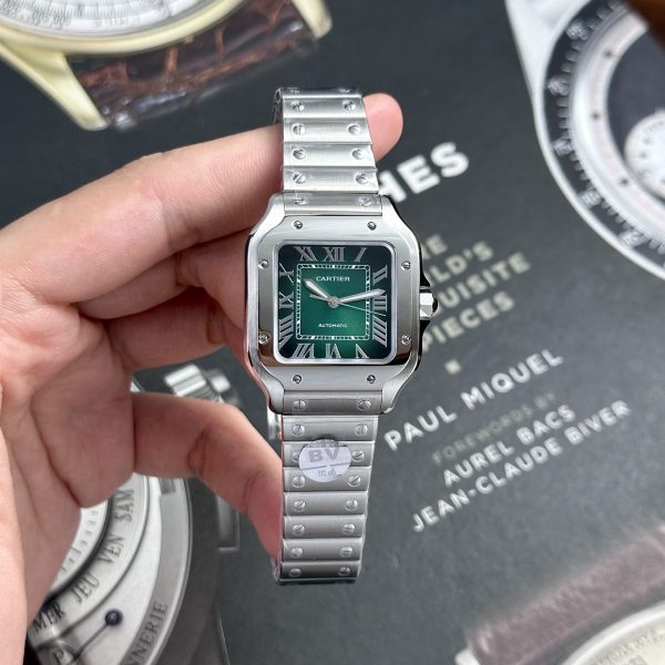 Cartier Santos WSSA0061 Green Dial Medium Model Stainless Steel